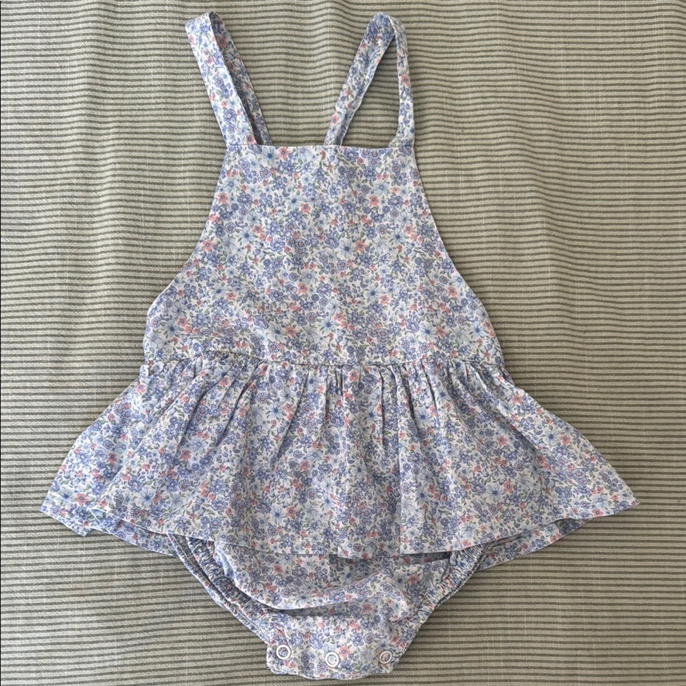 Floral Baby Romper with Ruffle Skirt
